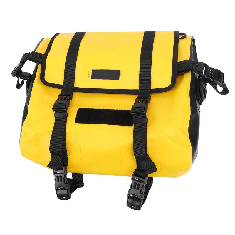 15L Motorrad-Satteltasche, wasserdichte PU-Leder-Seitentasche, Faltbar mit Laptop-Tasche, Zum Einhängen mit Schultergurt für Reisen, Universell für die Meisten Motorräder (Yellow) von Bnineteenteam