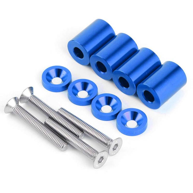 Aluminiumlegierung Bulkhead Riser -Kit, Hood Spacer Riser Bonnet Raisers Hood Entlastungsabstandshalter Schrauben Kit Modifizierte Teile für Rennwagen (Blue) von Bnineteenteam