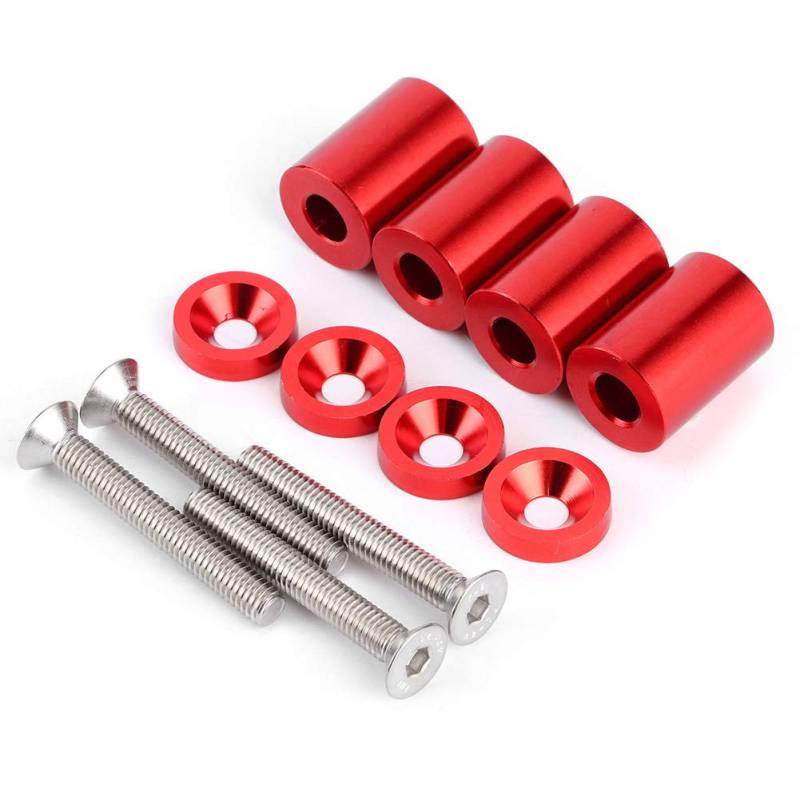 Aluminiumlegierung Bulkhead Riser -Kit, Hood Spacer Riser Bonnet Raisers Hood Entlastungsabstandshalter Schrauben Kit Modifizierte Teile für Rennwagen (Rot) von Bnineteenteam