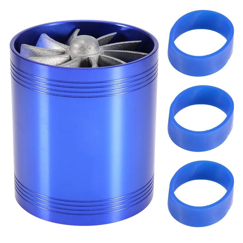 Auto Air Intake Turbonator, Universal Car Air Intake Dual Fan Turbonator Turbine Super Gas Fuel Saver Turbo(Blau) von Bnineteenteam