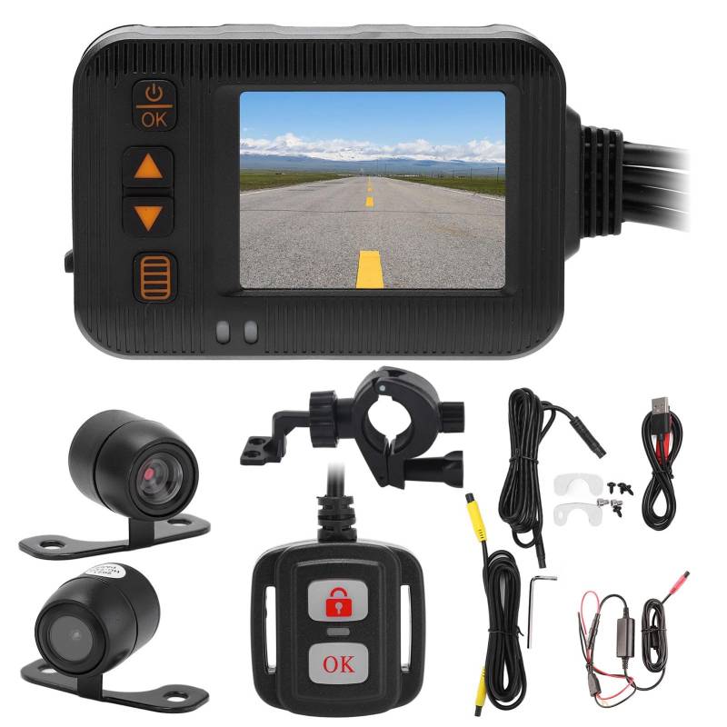 Motorrad-DVR-Dashcam, 2-Zoll-Motorrad 1080P + 720P HD-Fahrrekorder, Wasserdichte DVR-Dashcam-Loop-Aufnahme von Bnineteenteam