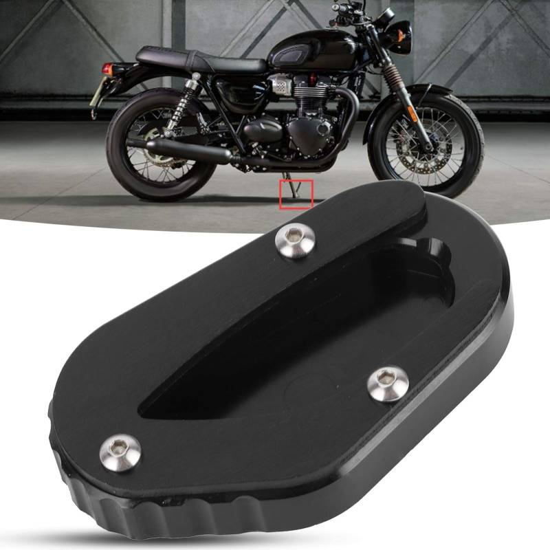 Ständerplatte Seitenständerpolster, Motorrad Seitenständer Vergrößern Pad Ständerverlängerung Passend für TRIUMPH Bonneville T100 / T120 (Schwarz) von Bnineteenteam