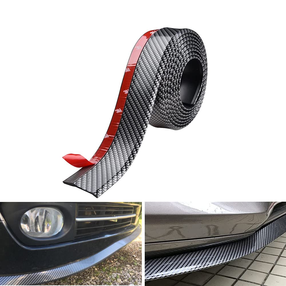 BoYeeBo Universal-Stoßstangenschutz, selbstklebend, Auto-Splitter, Spoiler, Gummi, Stoßstange, Lippe, Spoiler, 2,5 m (Kohlefaser-Schwarz) 250 x 5,5 cm (L x B) von BoYeeBo