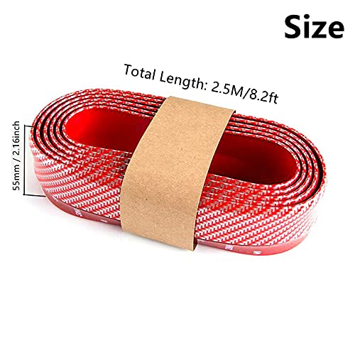 BoYeeBo Universal Auto Front Bumper Protector Selbstklebend Auto Splitter Körper Spoiler Rock Gummi Stoßstange Lippe Trim Spoiler, 2,5 m (Kohlefaser-Rot) von BoYeeBo