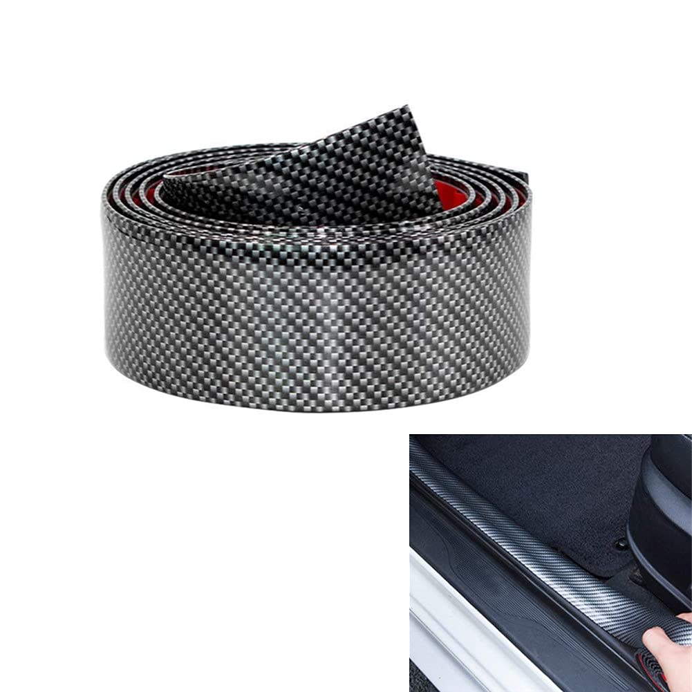 BoYeeBo Universal Carbon Fiber Car Door Entry Guards Protector, Flexibler selbstklebender Autotürschwellenaufkleber für Auto SUV Truck (Schwarz, 5×250 cm / 2×98,4 Zoll (B×L)) von BoYeeBo