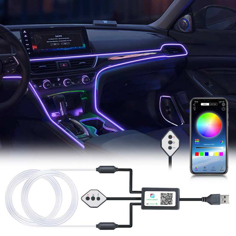 Boadw LED Innenbeleuchtung Auto 5V 5050 RGB 4m Ambientebeleuchtung Auto Atmosphäre Licht mit APP、Tastensteuerung,Innenraum Atmosphärenlicht USB-Neonlicht Musiklichtleiste Schwarzes Kabel von Boadw