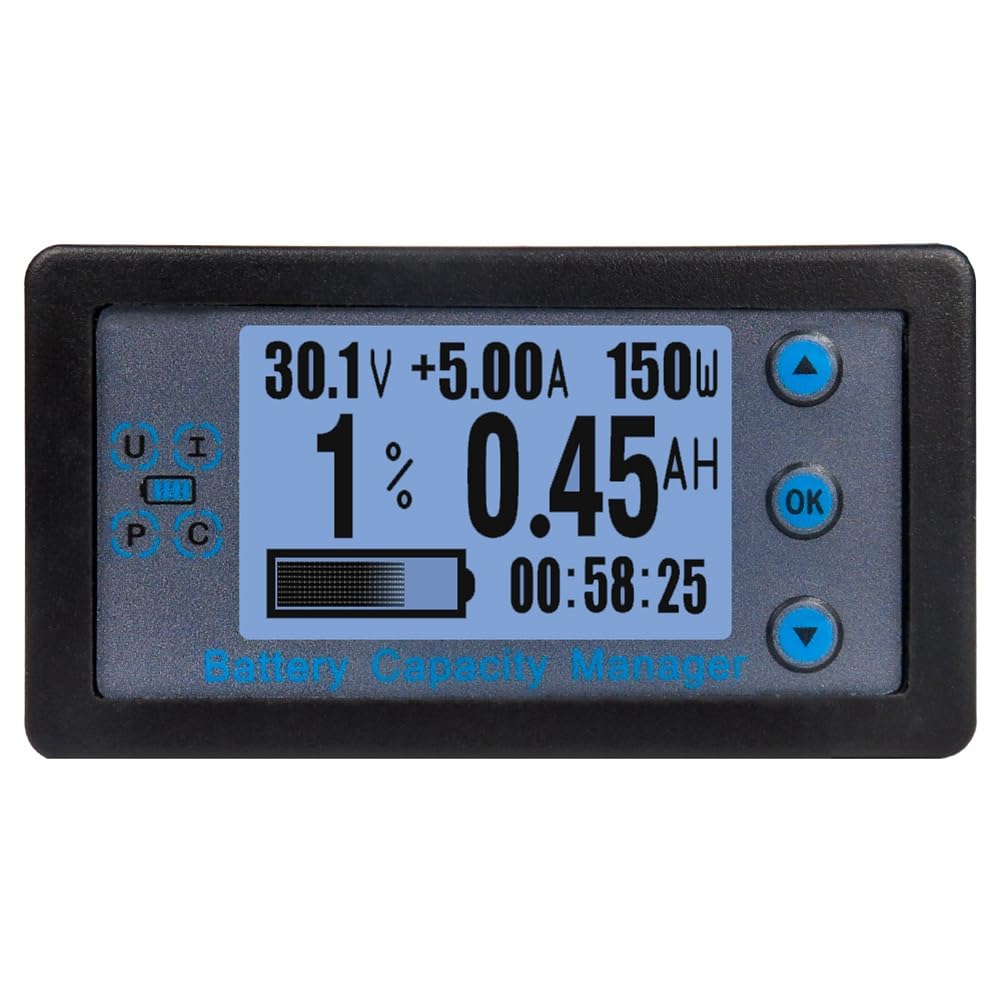 Boddceto 100A Bluetooth Coulomb-Zähler Batteriekapazität Tester Amperemeter Voltmeter mit 2,4 LCD-Bildschirm für Elektroauto RV von Boddceto