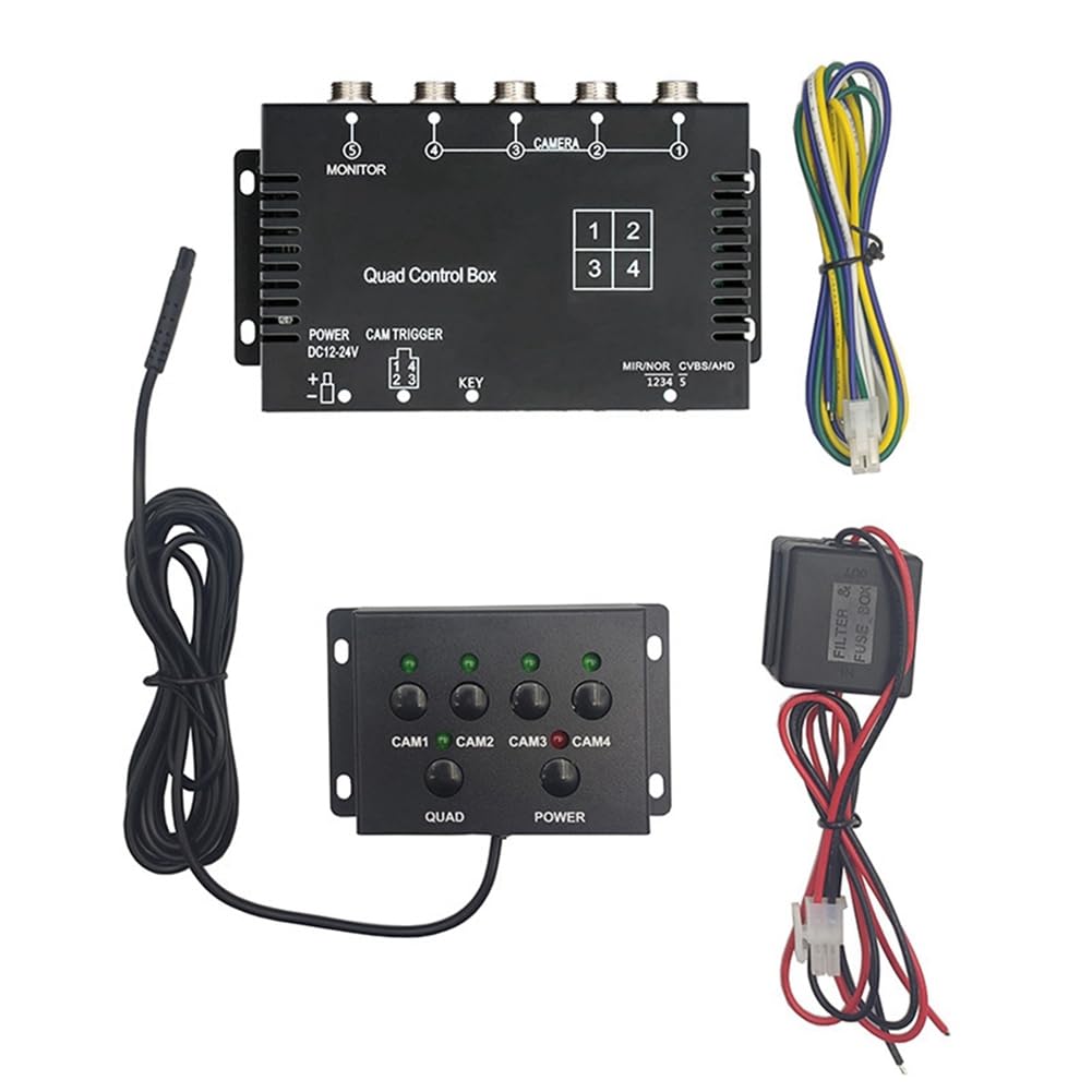 Boddceto 4-Kanal-Video-Splitter 1080P AHD DC12V 24V Kamera-Video-Bildschirmschalter für Wohnmobil, Bus von Boddceto