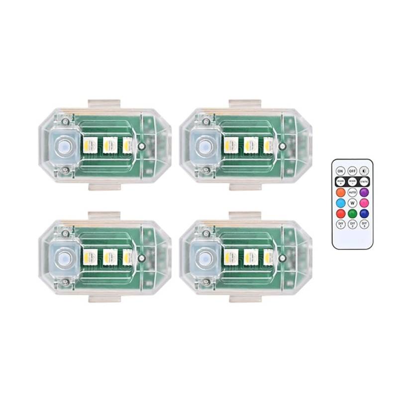 Boddceto 4 Stück Kabellose LED-Blitzlichter mit Fernbedienung, 8 Farben USB-Antikollisions-LED-Notwarnlichter von Boddceto