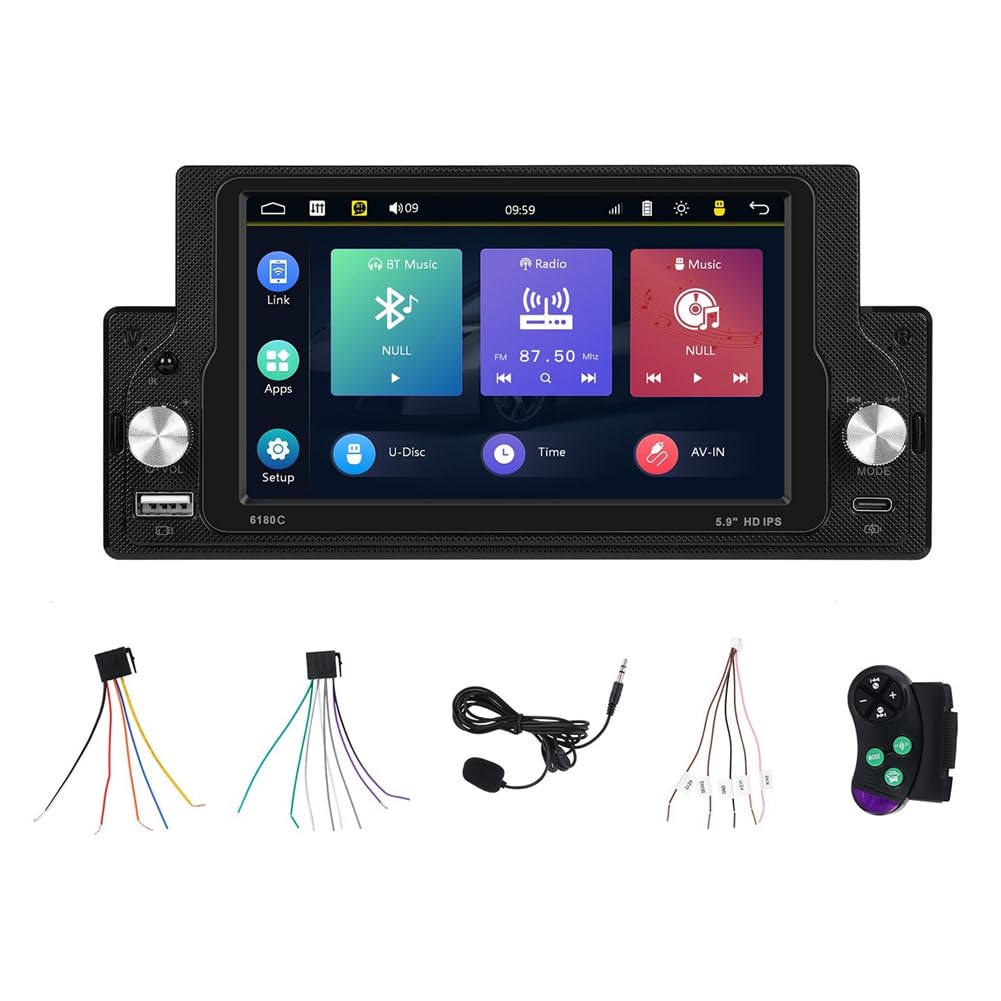 Boddceto 5,9 Autoradio 1Din Carplay Android Auto Multimedia Player Universelles Autoradio Bluetooth FM USB SWC EQ Spiegellink von Boddceto