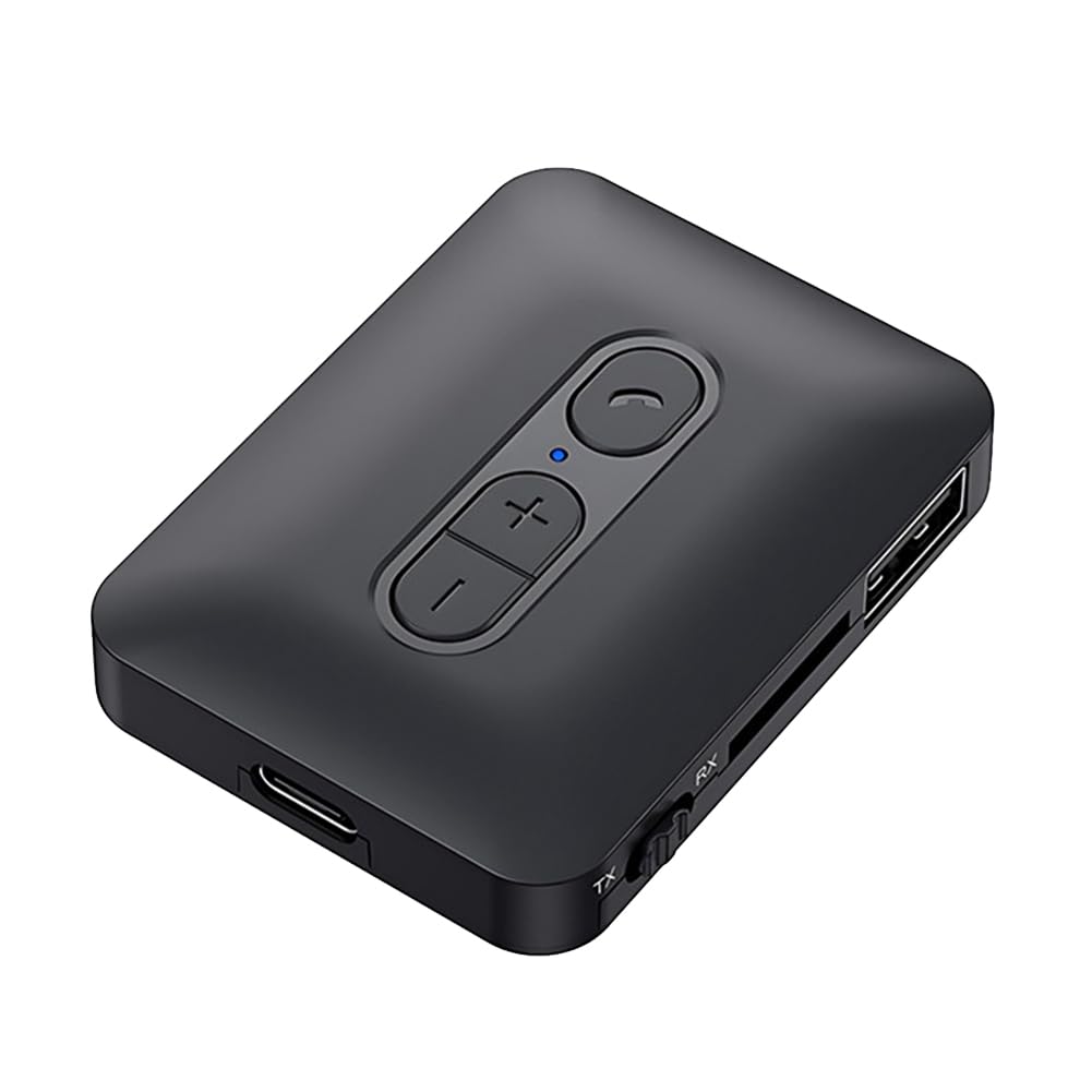 Boddceto Bluetooth 5.4 Audio-Empfänger/Sender, USB, U-Disk, TF-Karte, Wiedergabe, 3,5-Mm-AUX-Stereo-Musik, Kabelloser Adapter mit Mikrofon von Boddceto