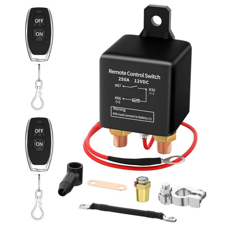 Boddceto Für Auto 12 V Fernbatterie-Trennschalter 250 A Diebstahlschutz-Fernbedienungsschalter mit Drahtlosen Fernbedienungen von Boddceto