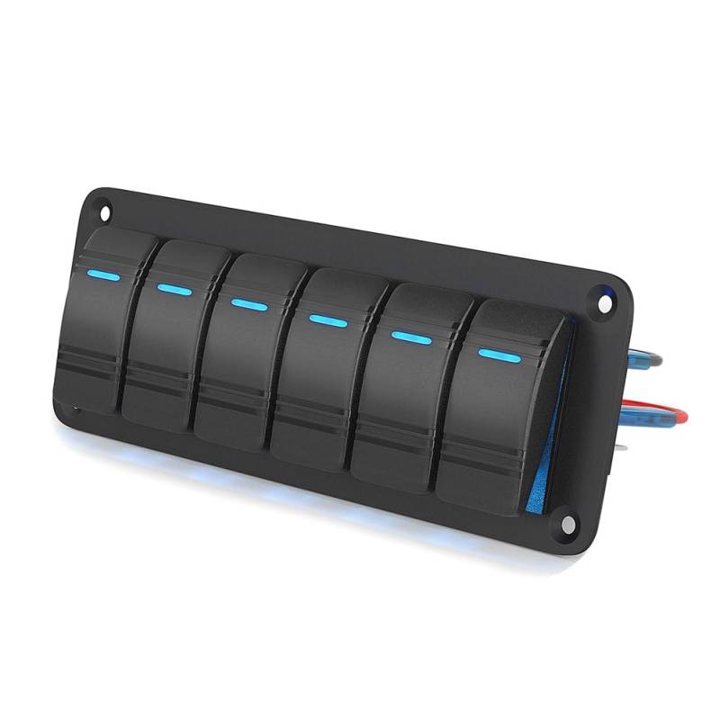 Boddceto LED-Wippschalter-Panel 12 V 24 V 6-Gang-Autoschalter-Panel EIN/Aus für Autozubehör Marine Boot Caravan RV von Boddceto