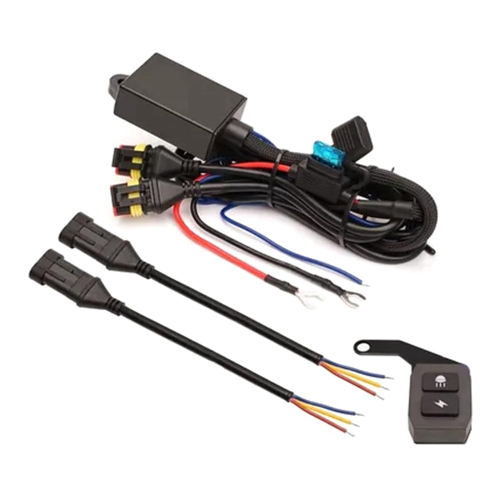 Boddceto Universal-Kabelbaum für Motorräder, Relais, Nebelscheinwerfer, EIN-/Ausschalter, 12 V, 120 W, für Automatische Blinksteuerung Von Motorrädern von Boddceto