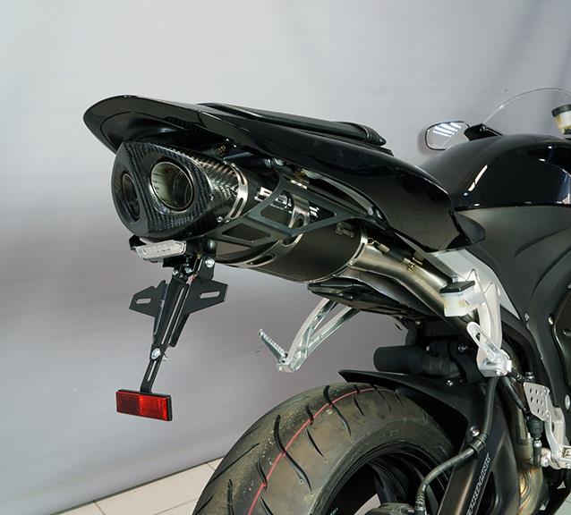 Kennzeichenhalter Bodis Edelstahl schwarz & LED Kennzeichenleuchte Honda CBR 600 RR Bj. 2007-2012 von Bodis