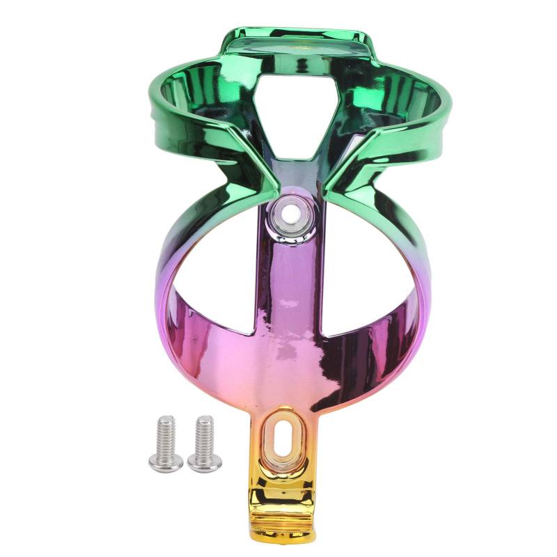 Bunte, leichte Flaschenhalterhalterung, Glasfaser-Nylon-Material, universeller Wasserkocher-Durchmesser 65–75 mm, Vakuum-Galvanik-Technologie, für Radfahren, Berge (Green Purple Gold) von Bognajin