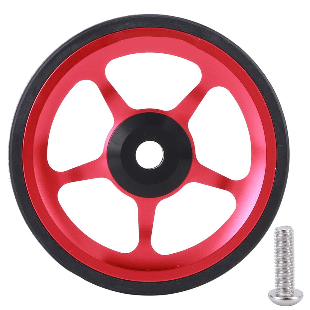 Easy Wheel Faltrad-Zubehör, Aluminium-Schubrad mit Befestigungsschraube, 60 mm Durchmesser, 4 Farben erhältlich, für Radfahrer, sanfte Drehung, verschleißfest (Black and Red) von Bognajin