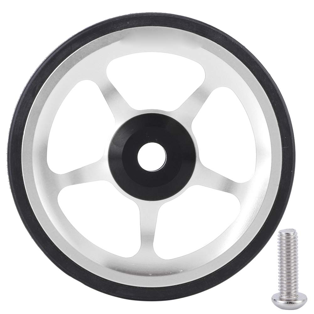 Easy Wheel Faltrad-Zubehör, Aluminium-Schubrad mit Befestigungsschraube, 60 mm Durchmesser, 4 Farben erhältlich, für Radfahrer, sanfte Drehung, verschleißfest (Silver Black) von Bognajin