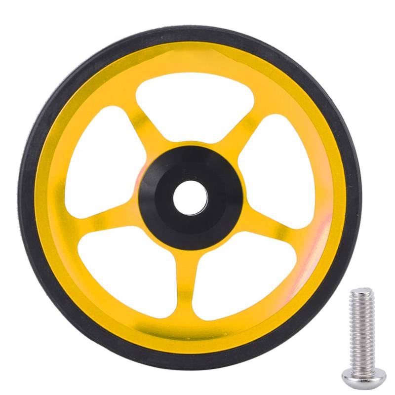 Easy Wheel Faltrad-Zubehör, Aluminium-Schubrad mit Befestigungsschraube, 60 mm Durchmesser, 4 Farben erhältlich, für Radfahrer, sanfte Drehung, verschleißfest (gold black) von Bognajin