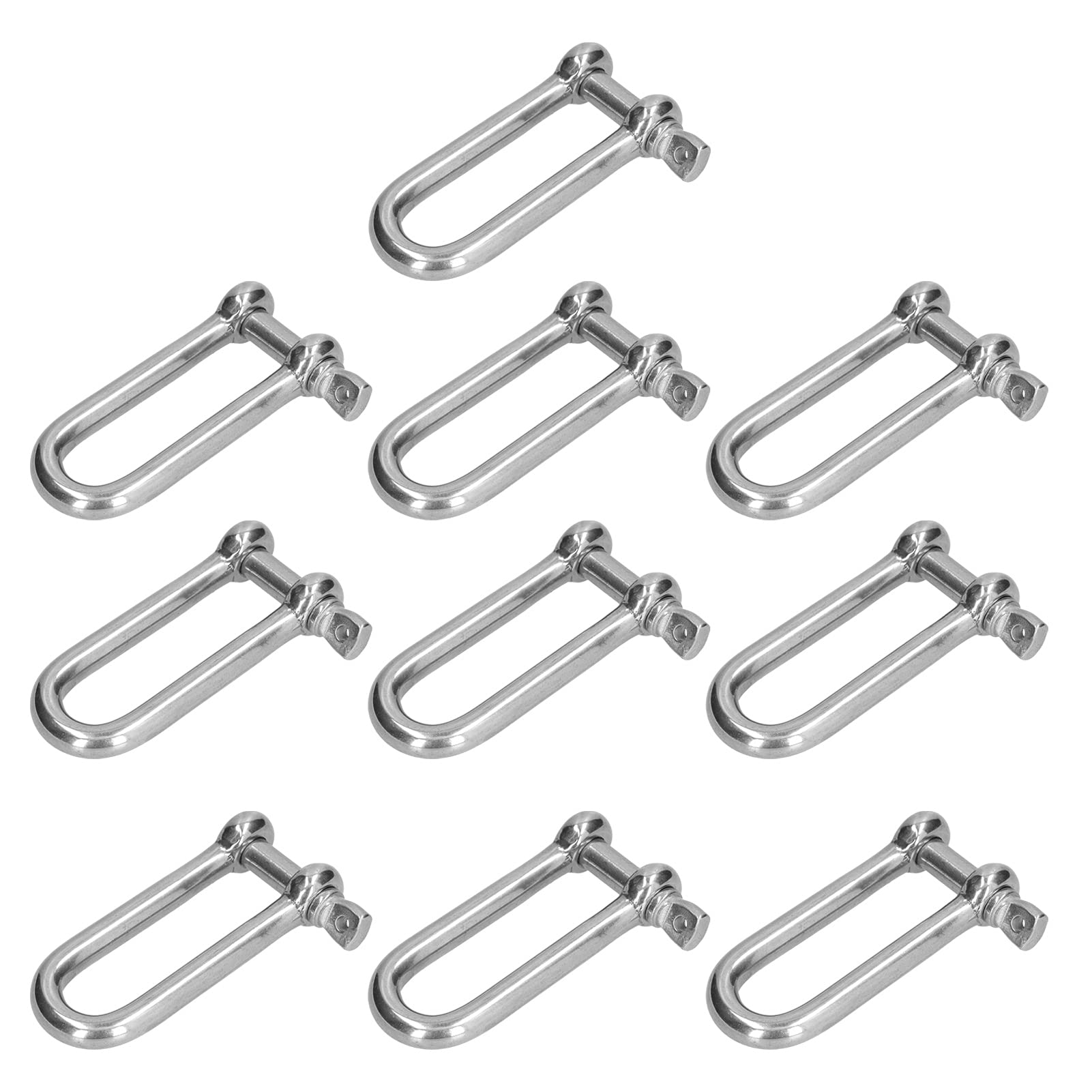 Long D Shackle 304 Stainless Steel, Anchor Screw Pin Chain Wire Rope Connector, High Gloss, Large Load Bearing, Easy Disassembly for Electric Power Metallurgy Ma (10pcsM4) von Bognajin