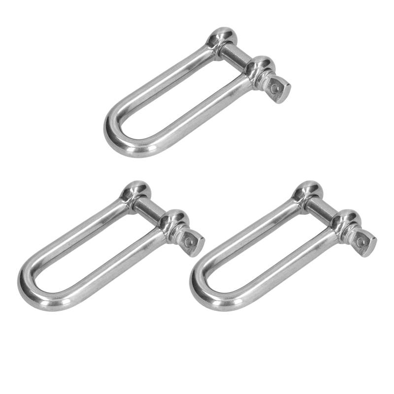 Long D Shackle 304 Stainless Steel, Anchor Screw Pin Chain Wire Rope Connector, High Gloss, Large Load Bearing, Easy Disassembly for Electric Power Metallurgy Ma (3pcsM12) von Bognajin