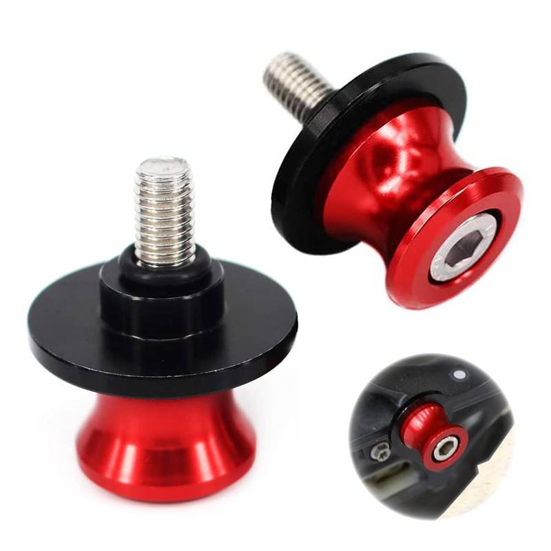 2 Stück Montageständer Racingadapter M8, CNC Montageständer Bobbins Ständeraufnahme Schwingenadapter Ständer M8 Schwingenschutz für Suzuki GSF 250 400 600 650 1200 1250 1250S Bandit Rot von Bogoro