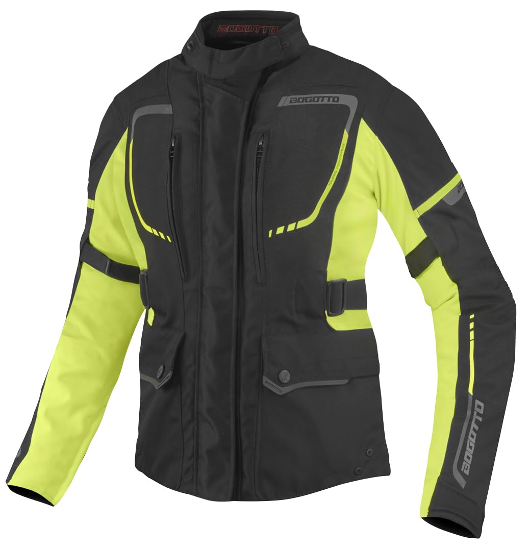 Bogotto Azury 2in1 wasserdichte Damen Motorrad Textiljacke, schwarz/neon, L von Bogotto