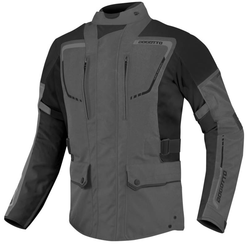 Bogotto Azury 2in1 wasserdichte Motorrad Textiljacke, schwarz/grau, 4XL von Bogotto