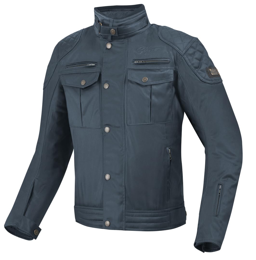 Bogotto Barton wasserdichte Motorrad Wachsjacke, Marineblau, XL von Bogotto