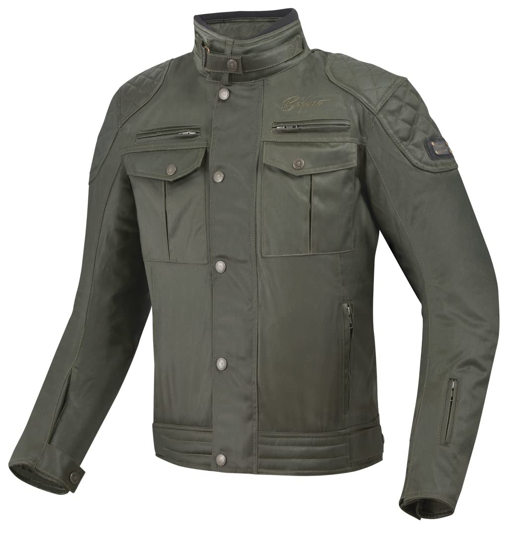 Bogotto Barton wasserdichte Motorrad Wachsjacke, Oliv, M von Bogotto