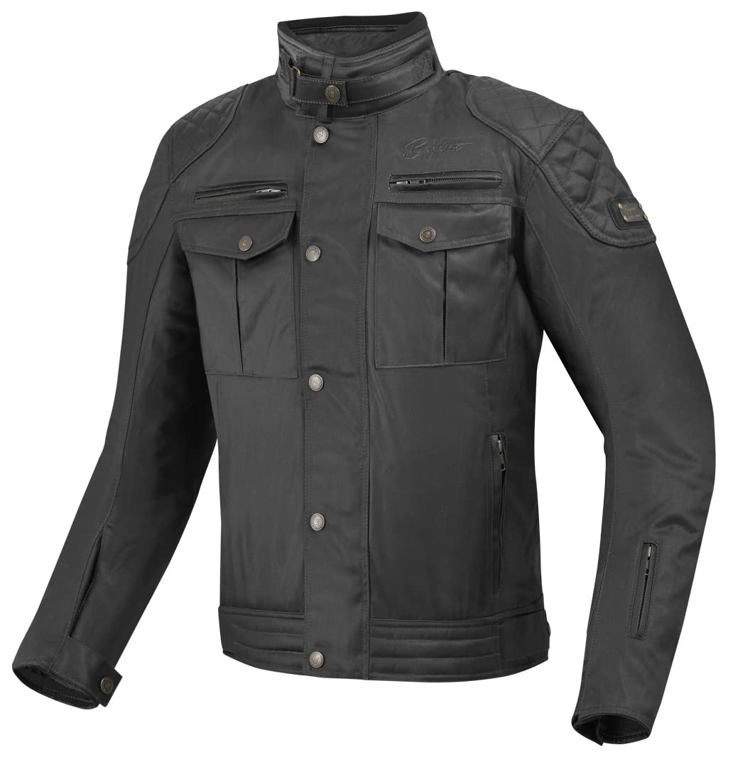 Bogotto Barton wasserdichte Motorrad Wachsjacke, schwarz, 3XL von Bogotto