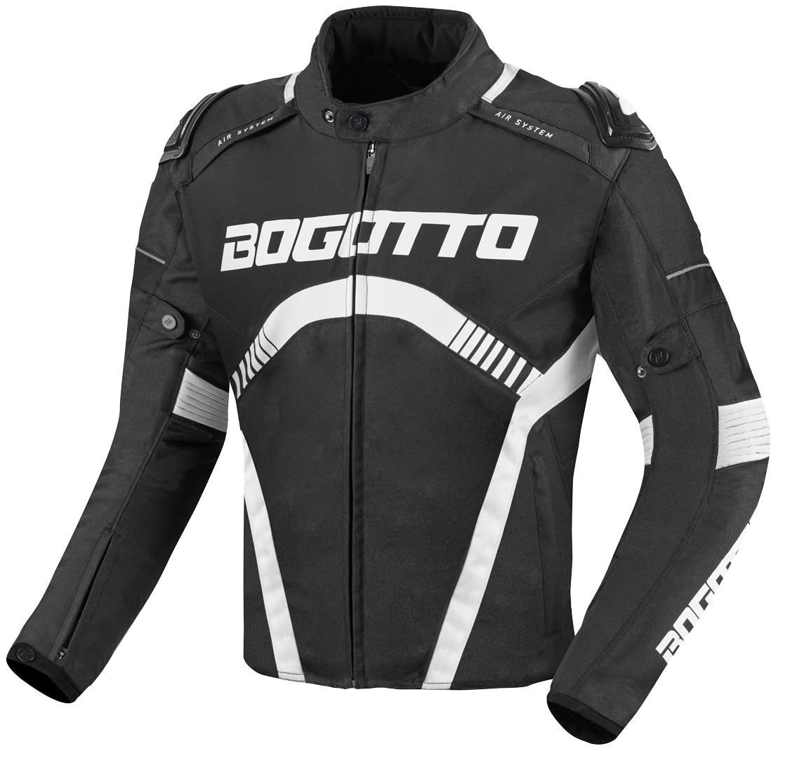 Bogotto Boomerang wasserdichte Motorrad Textil Jacke, schwarz/weiß, M von Bogotto