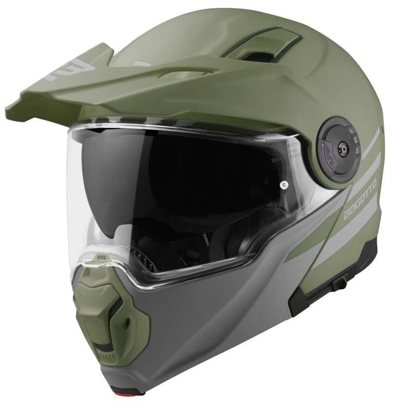 Bogotto FG-102 Fiberglas Klapphelm, grün matt, 2XL von Bogotto