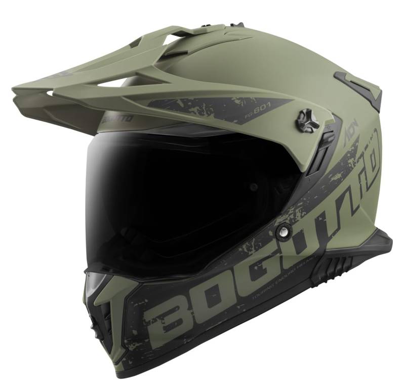 Bogotto FG-601 Fiberglas Enduro Helm, grün matt, 2XL von Bogotto