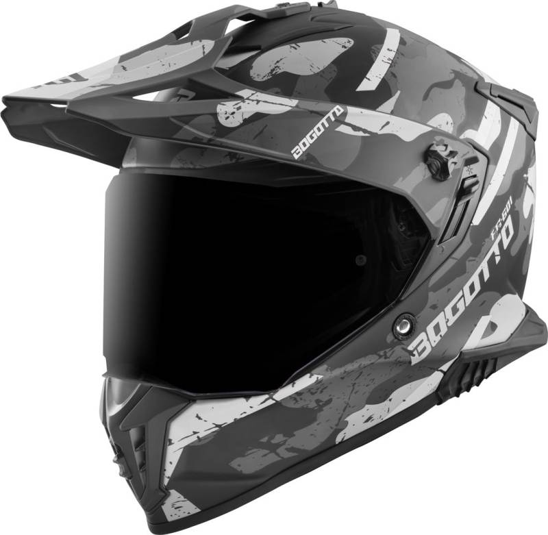 Bogotto FG-601 Sniper Fiberglas Enduro Helm, schwarz matt/grau, S von Bogotto