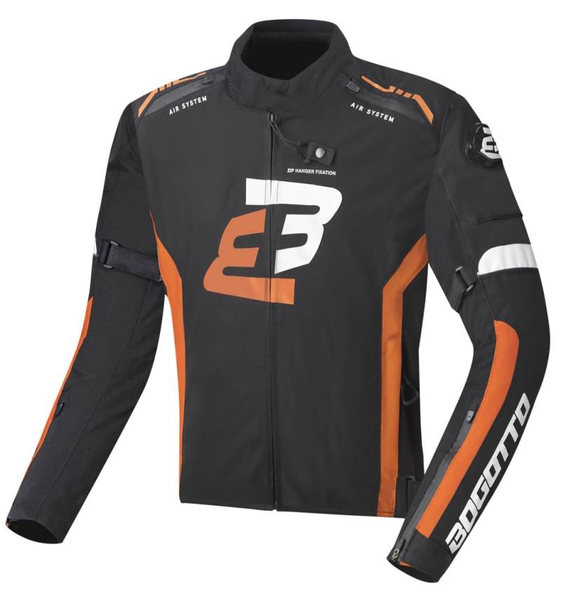 Bogotto GPX wasserdichte Motorrad Textiljacke, schwarz/orange, 2XL von Bogotto