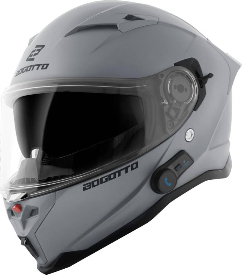 Bogotto H153 BT Bluetooth Helm, hellgrau matt, L von Bogotto