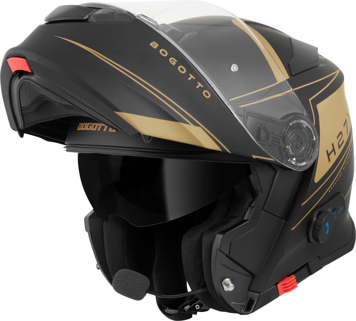 Bogotto H271 Taog Bluetooth Klapphelm, schwarz matt/Gold, M von Bogotto