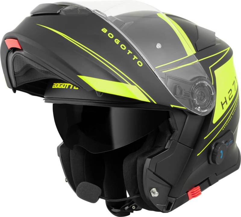 Bogotto H271 Taog Bluetooth Klapphelm, schwarz matt/gelb, 2XL von Bogotto