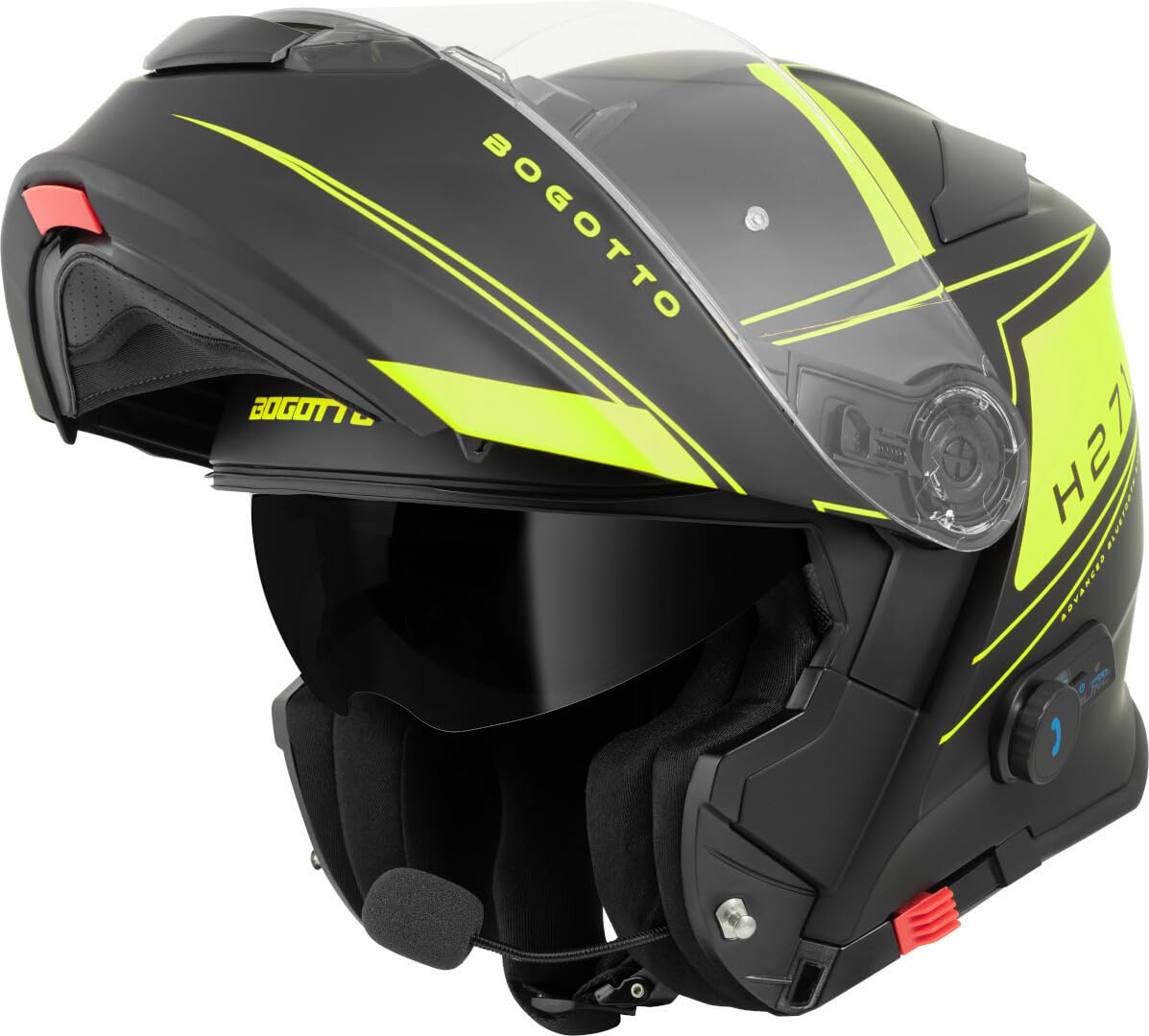 Bogotto H271 Taog Bluetooth Klapphelm, schwarz matt/gelb, L von Bogotto