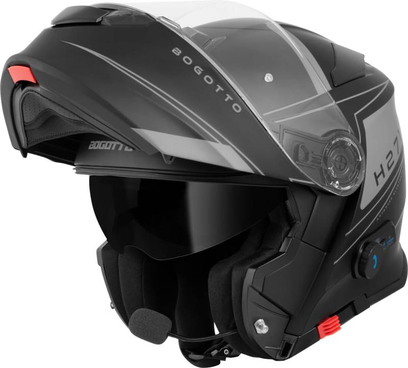 Bogotto H271 Taog Bluetooth Klapphelm, schwarz matt/grau, 2XL von Bogotto