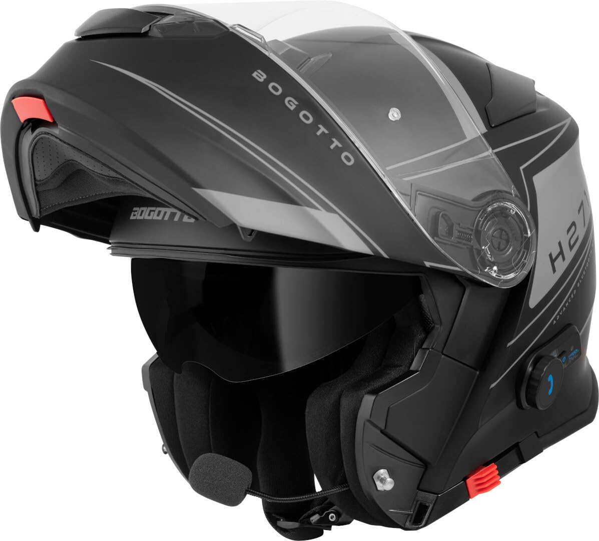 Bogotto H271 Taog Bluetooth Klapphelm, schwarz matt/grau, M von Bogotto