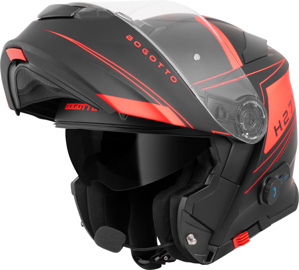 Bogotto H271 Taog Bluetooth Klapphelm, schwarz matt/orange, M von Bogotto