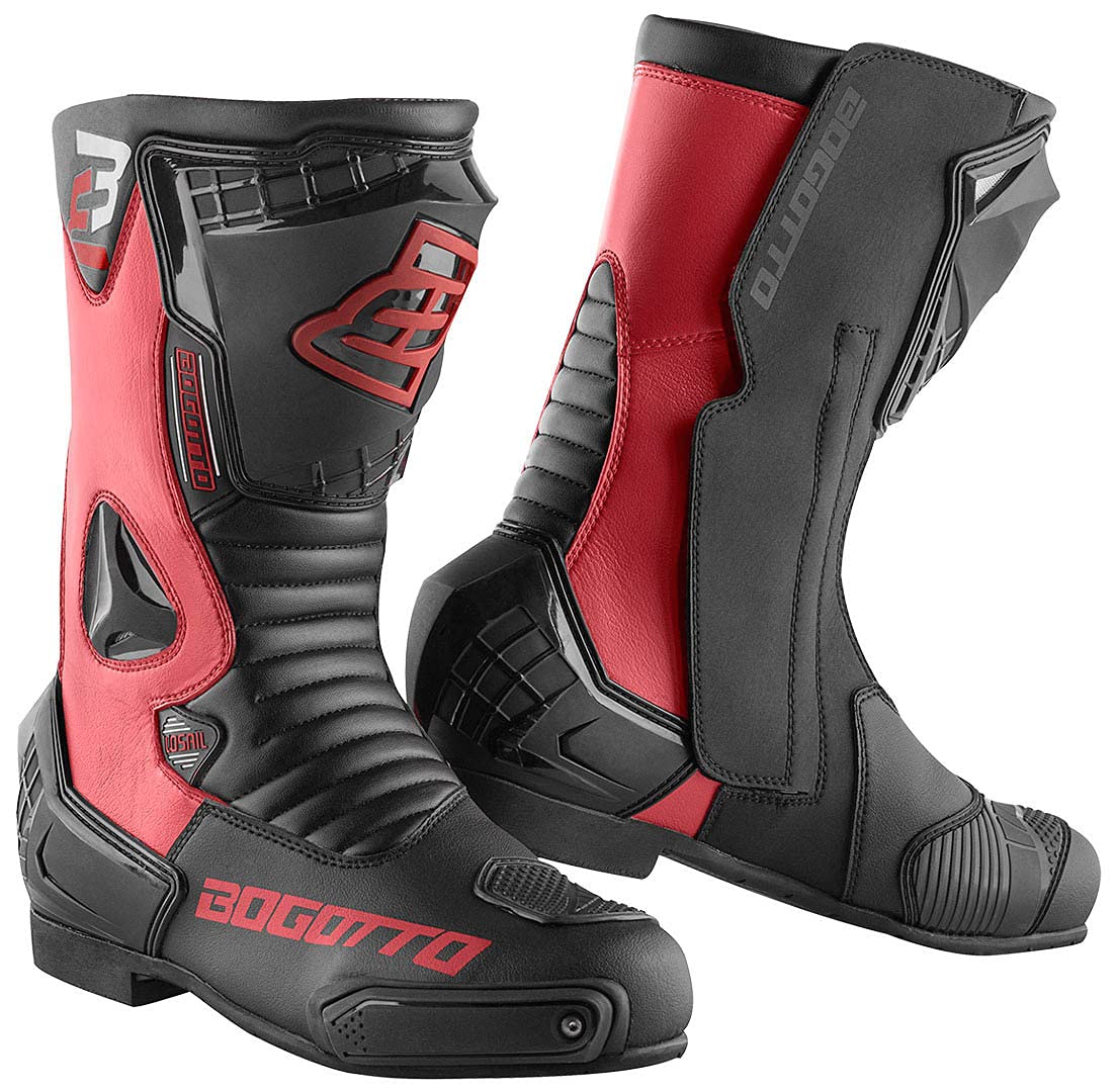 Bogotto Losail Motorradstiefel, schwarz/rot, 44 von Bogotto