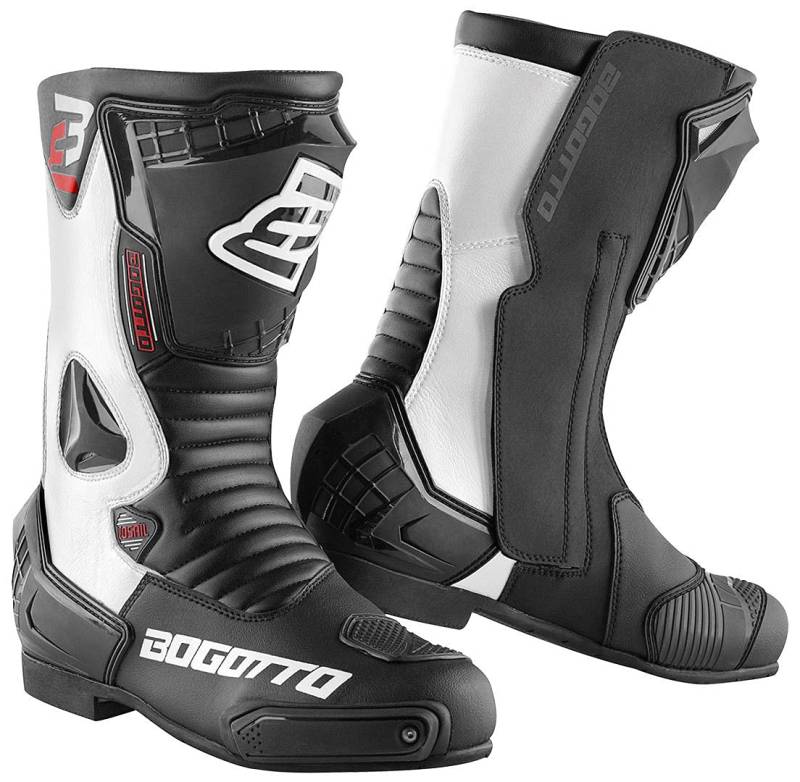 Bogotto Losail Motorradstiefel, schwarz/weiß, 46 von Bogotto