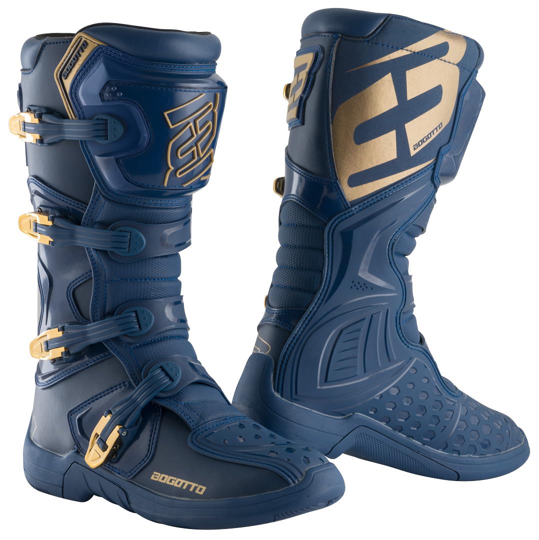 Bogotto MX-5 Motocross Stiefel, blau/gold, 45 von Bogotto