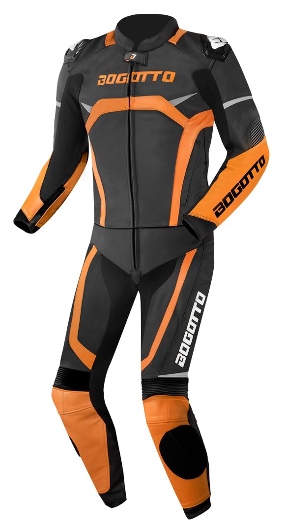 Bogotto Misano 2-Teiler Motorrad Lederkombi, schwarz/orange, 52 von Bogotto