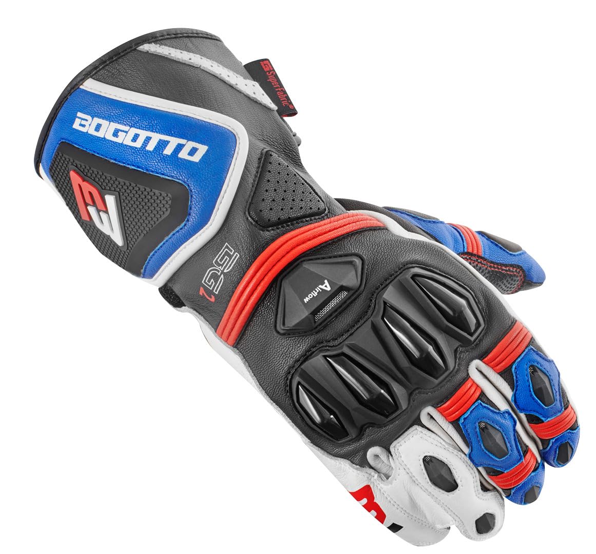 Bogotto Monza perforierte Motorradhandschuhe, blau/weiß/rot, L von Bogotto