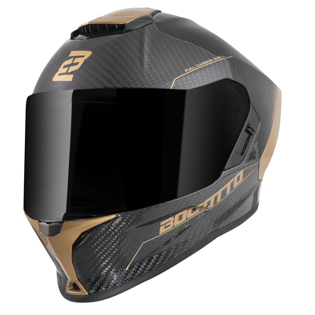 Bogotto Phantom Carbon Helm, schwarz/Gold, M von Bogotto