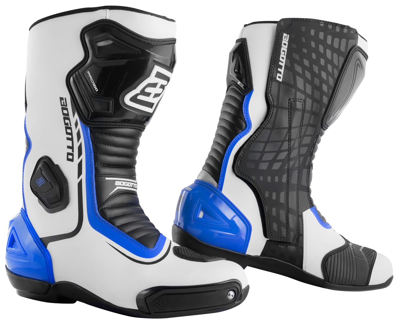 Bogotto Race-X Motorrad Stiefel, weiß/blau/schwarz, 41 von Bogotto